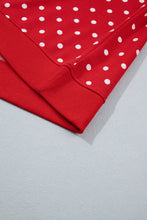 Load image into Gallery viewer, Red Polka Dot Drawstring Wide Leg Long Sleeve Top Pant Set