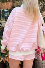 Load image into Gallery viewer, Red Stripe Oversize Mock Neck Sweatshirt and Shorts Set