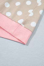 Load image into Gallery viewer, Khaki Polka Dot Contrast Trim Long Sleeve Top Drawstring Shift Pants Set