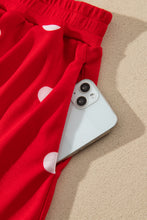 Load image into Gallery viewer, Red Polka Dot Raw Hem Relaxed Pullover Loose Skort Two Piece Set