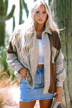Load image into Gallery viewer, Pink Houndstooth Color Contrast Textured Patchwork Loose Shacket
