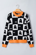 Load image into Gallery viewer, Black High Neck Drop Shoulder Geometric Print Sweater