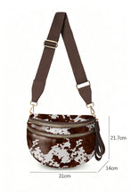 Load image into Gallery viewer, Coffee Cow Spots Printed Double Zip Crossbody Bag