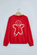 Load image into Gallery viewer, Fiery Red Christmas Embroidered Long Sleeve Casual Round Neck Loose Fit Sweatshirt
