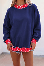 Load image into Gallery viewer, Red Colorblock Polka Dot Contrast Trim Oversized Sweatshirt