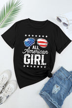 Load image into Gallery viewer, Black Stars and Stripes Glasses Slogan Graphic T Shirt