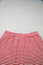 Load image into Gallery viewer, Red Stripe Oversize Mock Neck Sweatshirt and Shorts Set