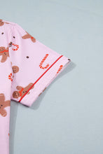 Load image into Gallery viewer, Pink Short Sleeve Placket Shell Button Elastic Waist Lounge Set