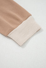 Load image into Gallery viewer, Green Plus Mixed Texture Color Block Patchwork V Neck Long Sleeve Top