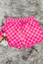Load image into Gallery viewer, Black Checkered Drawstring Elastic Waist Casual Shorts