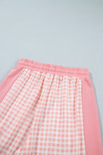 Load image into Gallery viewer, Red Color Block Plaid Patchwork Long Sleeve Pullover Wide Leg Pant Set