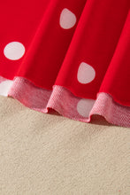 Load image into Gallery viewer, Red Polka Dot Raw Hem Relaxed Pullover Loose Skort Two Piece Set