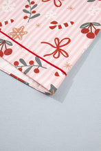 Load image into Gallery viewer, Pink Abstract Christmas Print Short Sleeve Two Piece Lounge Set