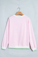 Load image into Gallery viewer, Racing Red Contrast Striped Trim Baggy Pullover Sweatshirt