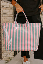 Load image into Gallery viewer, Rainbow Glossy Striped Vinyl Large Tote Bag