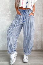 Load image into Gallery viewer, Red Stripe Drawstring Casual Loose Pants