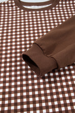 Load image into Gallery viewer, Red Color Block Plaid Patchwork Long Sleeve Pullover Wide Leg Pant Set