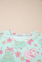 Load image into Gallery viewer, Green Abstract Print Long Sleeve Two Piece Lounge Set