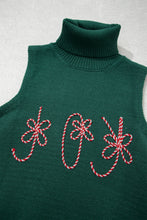 Load image into Gallery viewer, Evergreen High Neck Sleeveless Embroidered Knit Sweater Vest