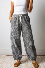 Load image into Gallery viewer, Khaki Leopard Print Star Patched Drawstring Elastic Waist Jogger Pants