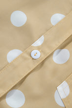 Load image into Gallery viewer, White Polka Dot Print Three Quarter Sleeve Ruffle Hem Casual Shirt