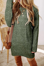 Load image into Gallery viewer, Burgundy Cable Knit Drop Shoulder Loose Fit Sweater Dress