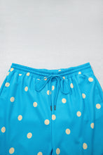 Load image into Gallery viewer, Blue Polka Dot Hooded Drawstring Long Sleeve Plus Size Set