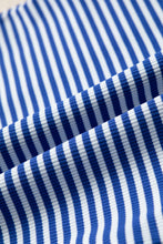 Load image into Gallery viewer, Blue Stripe Oversized Long Sleeve Top Drawstring Loose Shorts 2pcs Set