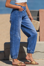 Load image into Gallery viewer, Blue 4 Buttons Front Tapered Casual Loose Fit Jeans
