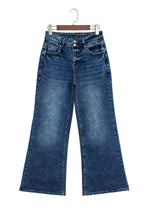 Load image into Gallery viewer, Sail Blue Acid Wash Pocket Detail Flare Jeans