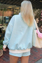 Load image into Gallery viewer, Red Stripe Oversize Mock Neck Sweatshirt and Shorts Set