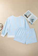 Load image into Gallery viewer, Yellow Gingham Loose Pullover Top Drawstring Shorts Plus Size Set