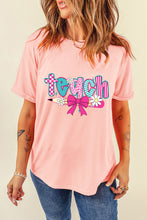 Load image into Gallery viewer, Pink Preppy Retro Checkered Coquette Teach Graphic T-Shirt
