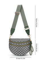 Load image into Gallery viewer, Blackish Green Retro Polka Dot Print Double Zip Crossbody Bag