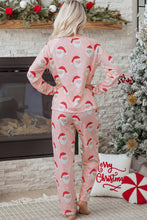Load image into Gallery viewer, Pink Abstract Santa Pattern Long Sleeve Two Piece Shift Lounge Set