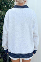 Load image into Gallery viewer, Light Grey Polka Dot Contrast Trim JESUS Letter Graphic Sweatshirt