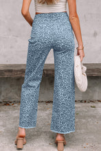 Load image into Gallery viewer, Brown Leopard Frayed Edge Wide Leg High Waist Jeans
