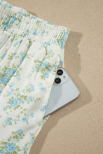 Load image into Gallery viewer, Sky Blue Floral Print Short Sleeve Elastic Waist Pocket Two Piece Set