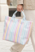 Load image into Gallery viewer, Rainbow Glossy Striped Vinyl Large Tote Bag