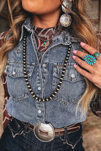Load image into Gallery viewer, Ashleigh Blue Solid Denim Button Front Pocket Sleeveless Cowboy Vest