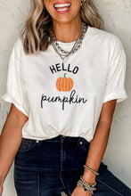 Load image into Gallery viewer, White Embroidered Pumpkin Slogan Short Sleeve T-Shirt