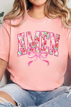 Load image into Gallery viewer, Pink Floral AMEN Bow Graphic Crewneck T Shirt