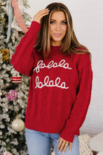 Load image into Gallery viewer, Fiery Red Falala Cable Knit Christmas Dropped Shoulder Pullover Sweater