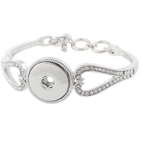18 or 20 MM Snap Heart End to End Rhinestone Bracelet
