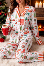Load image into Gallery viewer, White Striped Holiday Long Sleeve Two Piece Shift Home Wear Lounge Set