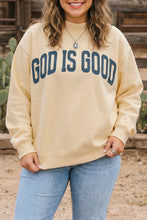 Load image into Gallery viewer, Yellow Jesus Slogan Stand Neck Long Sleeve Oversized Tunic Plus Size Sweatshirt