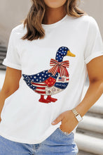Load image into Gallery viewer, White Patriotic Patchwork Print Duck Graphic Tee