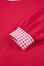 Load image into Gallery viewer, Red Colorblock Polka Dot Contrast Trim Oversized Sweatshirt