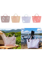 Load image into Gallery viewer, Rainbow Glossy Striped Vinyl Large Tote Bag
