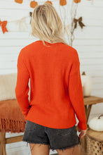 Load image into Gallery viewer, Orange Drop Shoulder Long Sleeve Round Neck Halloween Sweater